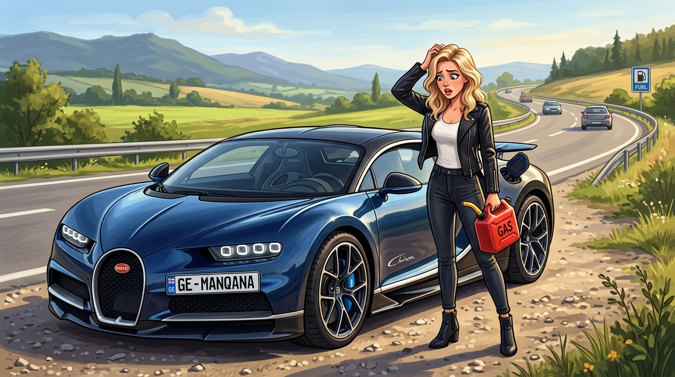 Bugatti Chiron. Как слить бензин из бака