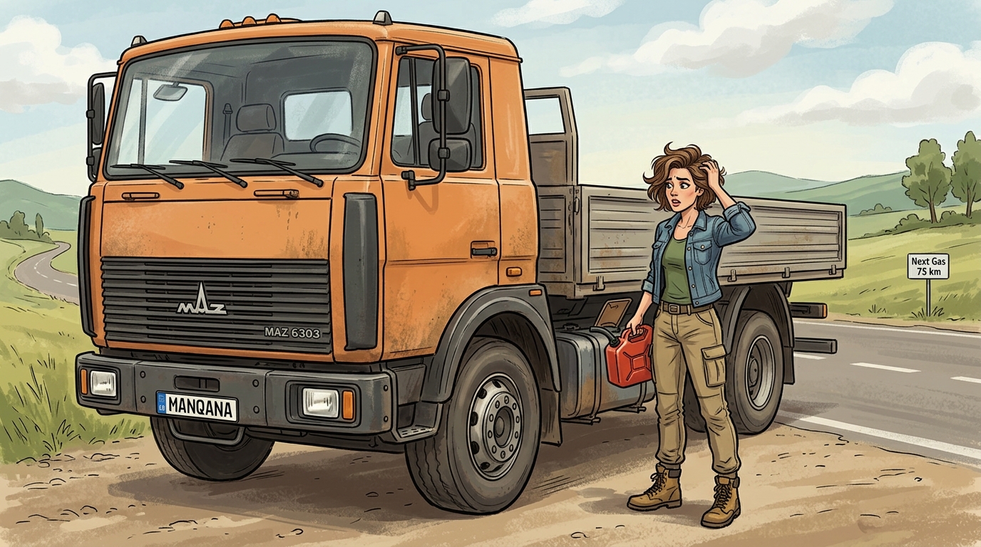 MAZ 6303. Как слить бензин из бака
